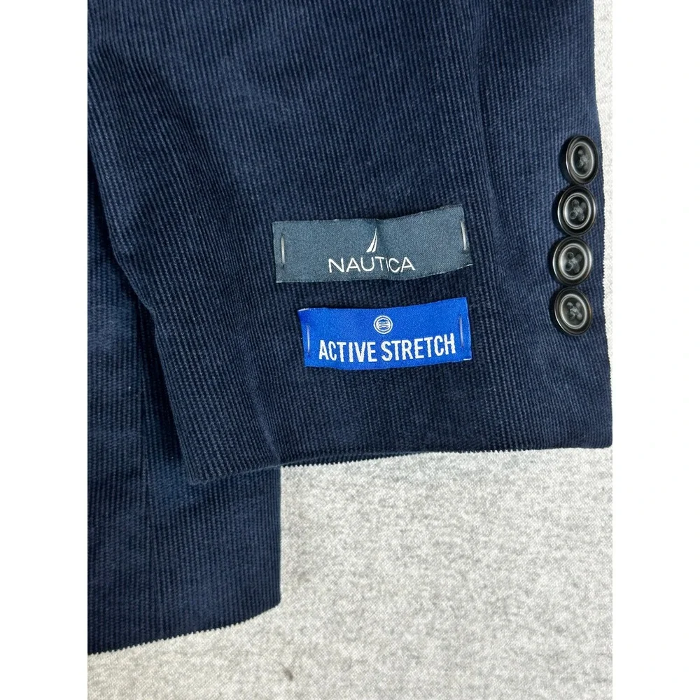 NWT Nautica Blazer 44R Modern Fit Navy Corduroy Elbow Patch Active Stretch
